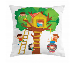 Boys Girl in a Tree House Pillow Cover