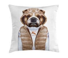 Puppy in a down Vest Pillow Cover