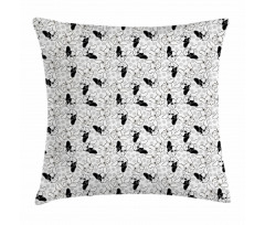 Doodle Faces Pawprints Pillow Cover