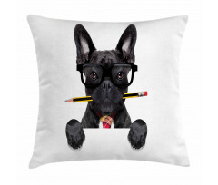 Businessman Dog Glasses Pillow Cover