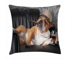 Humorous Dog Drinking Pillow Cover