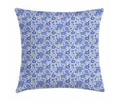 Delft Style Doodle Floral Pillow Cover