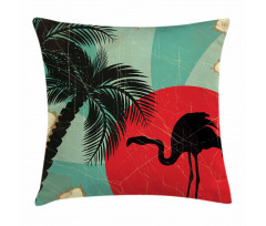 Grunge Flamingo Palm Pillow Cover