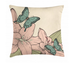 Butterflies and Lilies Pillow Cover