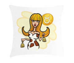 Cartoon Woman Pillow Cover
