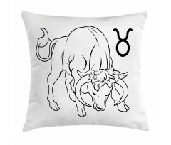 Hand Drawn Bull Pillow Cover