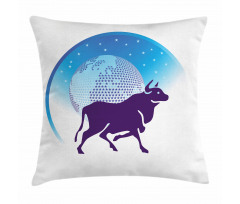 Globe Stars Bull Pillow Cover