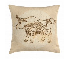Ornate Ox Pillow Cover