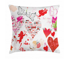 Valentines Day Cupid Birds Pillow Cover