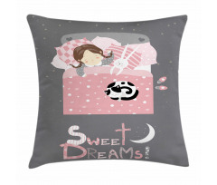 Girl with a Bunny Pillow Cover