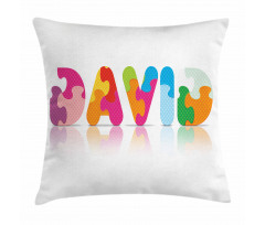 Colorful Puzzle Style Letters Pillow Cover