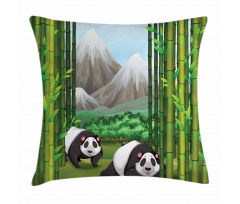 Panda Bear Trees Cartoon Pillow Cover