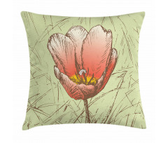 Romantic Flower Sketch Pillow Cover