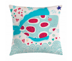 Hearts Flowers and Fish Pillow Cover