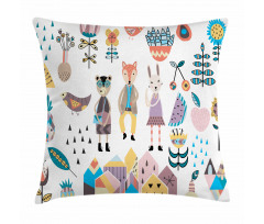 Fox Bunny and Bear Pillow Cover