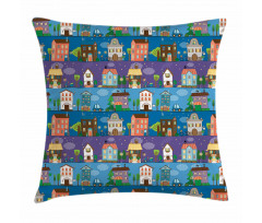 Hand Drawn Townhouses Pillow Cover