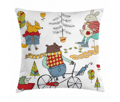 Urban Forest Characters Pillow Cover