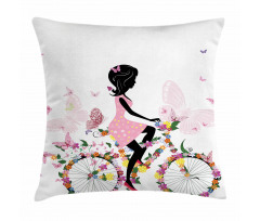 Girl Flower Butterflies Pillow Cover