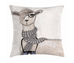 Llama with Glasses Scarf Pillow Cover