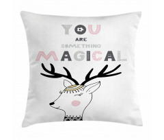 Slogan with Deer Design Pillow Cover