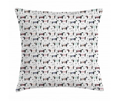 Dachshund Silhouettes Dots Pillow Cover