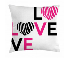 Zebra Stripes Hearts Pillow Cover