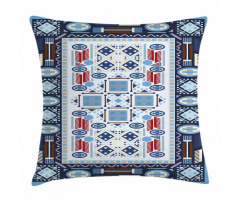 Blue Toned Square Circle Pillow Cover