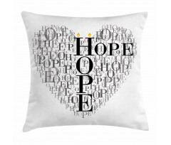 Heart Shaped Hope Word Pillow Cover