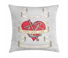 Anchor on Heart Motif Pillow Cover