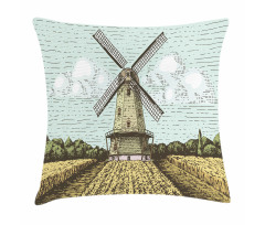 Windmill and Farmland Pillow Cover