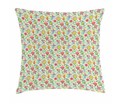 Doodle Blooming Tulips Pillow Cover