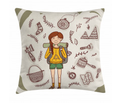 Hiker Girl Backpack Pillow Cover