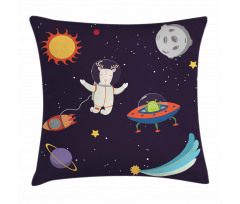 Astronaut Deer in Space Pillow Cover