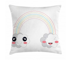 Kids Happy Rainbow Clouds Pillow Cover