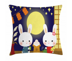 Tsukimi Festival Bunnies Pillow Cover