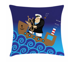 Captain on a Ship Pillow Cover
