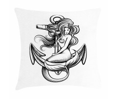 Long Haired Siren Design Pillow Cover