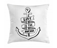 Hand Drawn Words Heart Pillow Cover
