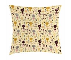 Feline Animals in Forest Pillow Cover