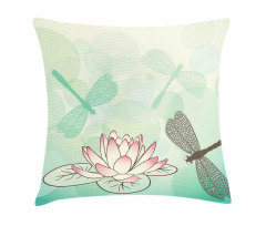 Exotic Lily Dragonflies Pillow Cover