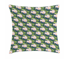 Pink Blooms on Pond Pillow Cover