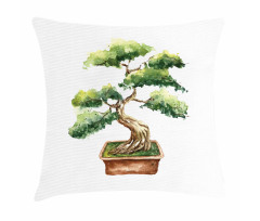 Watercolor Bonsai Hand Drawn Pillow Cover