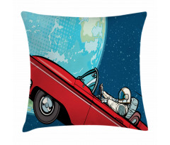 Cosmonaut in a Car Pillow Cover