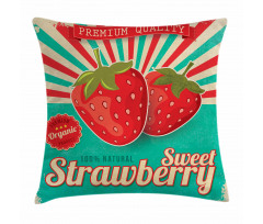 Retro Poster Strawberries Pillow Cover
