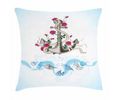 Anchor with Roses Shells Pillow Cover