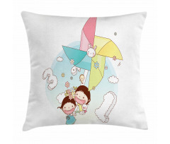 Happy Kids Playing Pillow Cover