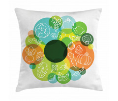 Doodle Vegan Pattern Pillow Cover