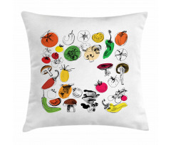 Doodle Food Artwork Pillow Cover