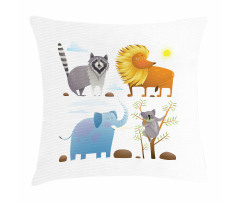 Lion Elephant Raccoon Pillow Cover