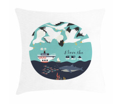 I Love the Sea Words Pillow Cover